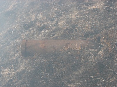 Ena od večjih granat, ki jo ogenj na srečo ni dovolj ogrel.